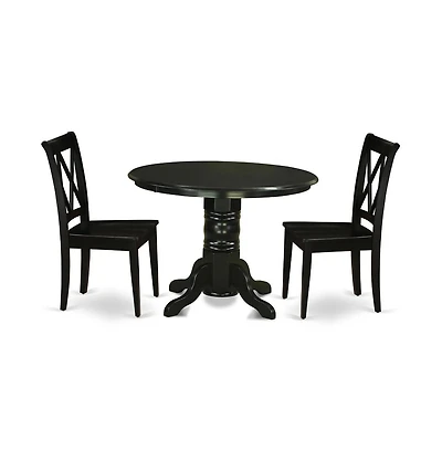 East West Furniture Dining Room Set Black, SHCL3-blk-w