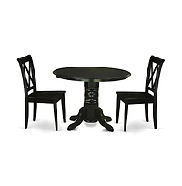 East West Furniture Dining Room Set Black, SHCL3-blk-w