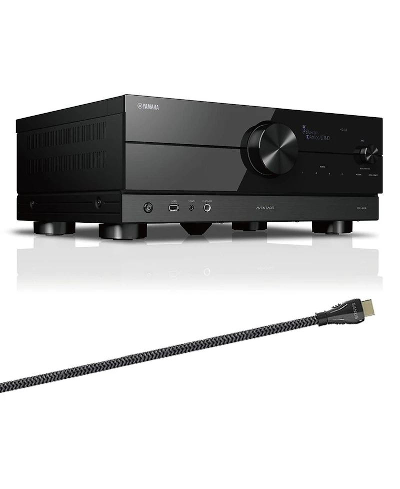 Yamaha Rx-A2A Aventage 7.2 Channel Av Receiver with Sanus Ultra High Speed 8K 6.56 ft. Hdmi 2.1 Cable
