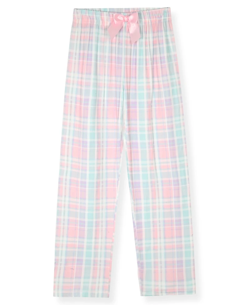 Max & Olivia Little and Big Girls 3-Piece Plaid Coat, Pants Scrunchie Pajama Set