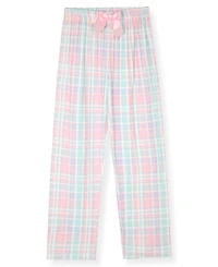 Max & Olivia Little and Big Girls 3-Piece Plaid Coat, Pants Scrunchie Pajama Set