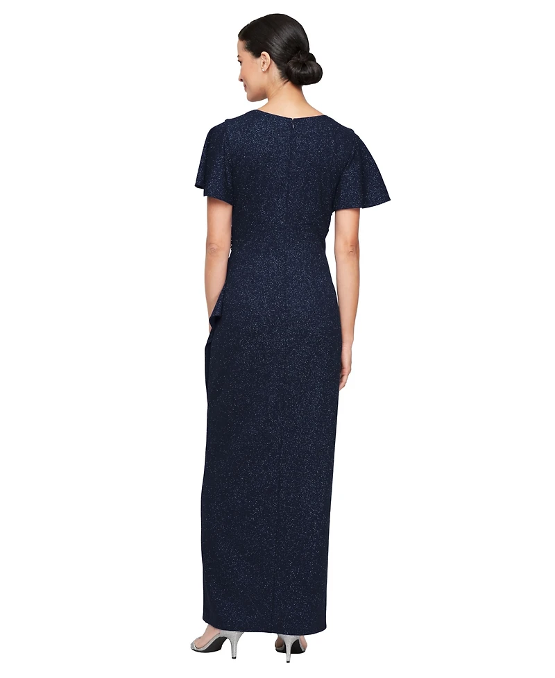 Sl Fashions Petite Long Flutter Sleeve Dress