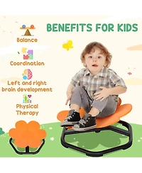 Qaba Sensory Spinning Chair, Flower Shaped Kids Swivel Chair for Autism