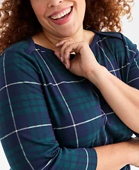Style & Co Plus Size Printed Knit 3/4-Sleeve Top, Macy's Exclusive