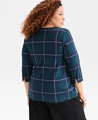 Style & Co Plus Size Printed Knit 3/4-Sleeve Top, Macy's Exclusive