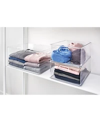 iDesign Stackable Plastic Storage Bin with Handles - Clear - Made in Usa