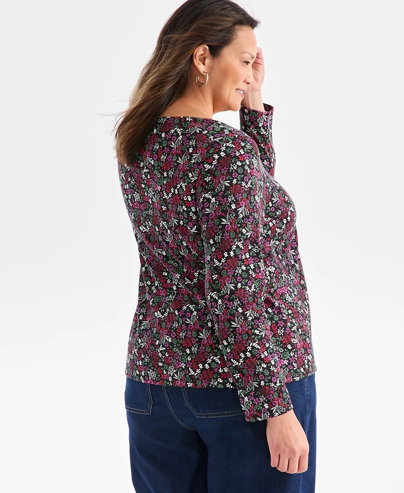Style & Co Plus Size Scoop-Neck Long-Sleeve Top