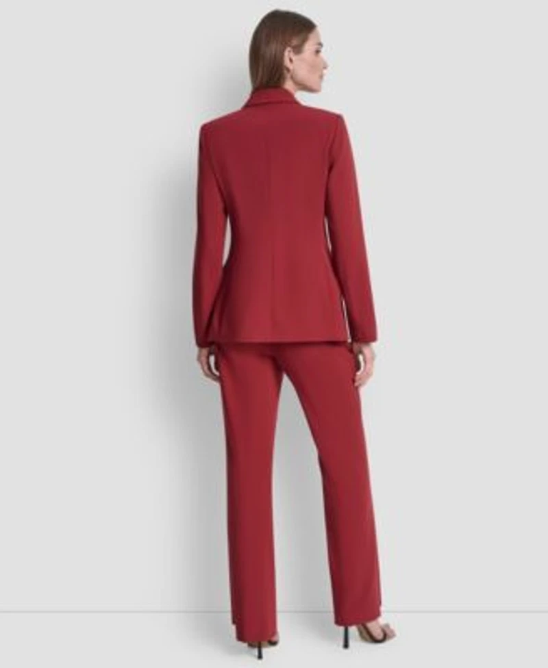 Dkny Womens Double Breasted Six Button Blazer Pintuck Fit Flare Trousers Square Neck Button Front Vest