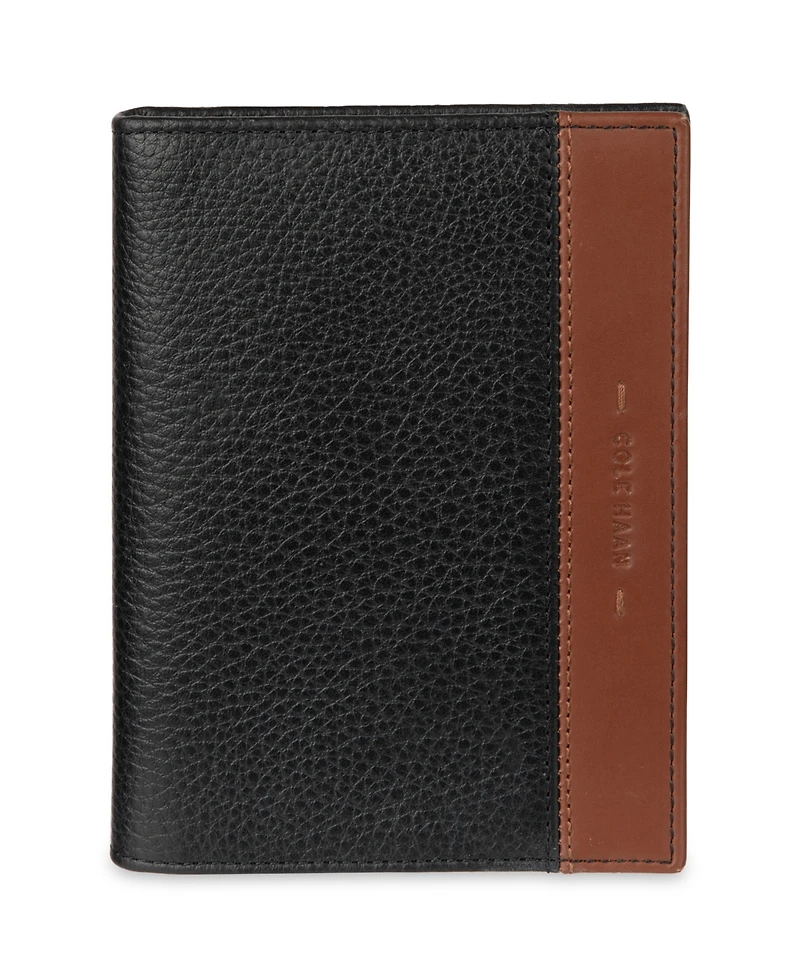 Cole Haan Men's Rfid Two-Tone Pebbled Magnetic Passport Wallet