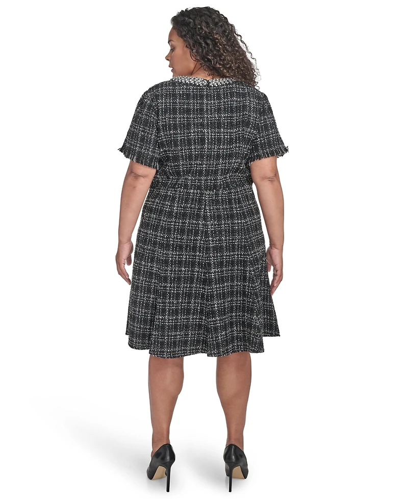 Eliza J Plus Tweed Fit & Flare Dress