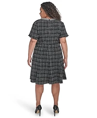 Eliza J Plus Tweed Fit & Flare Dress