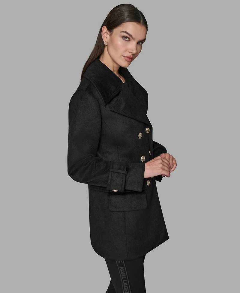 Karl Lagerfeld Paris Women's Dropped Waist Peacoat