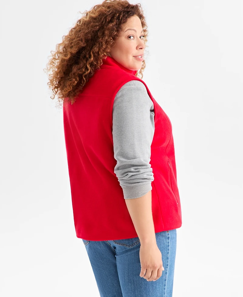 Style & Co Plus Size Solid Polar Fleece Vest, Exclusively at Macy's
