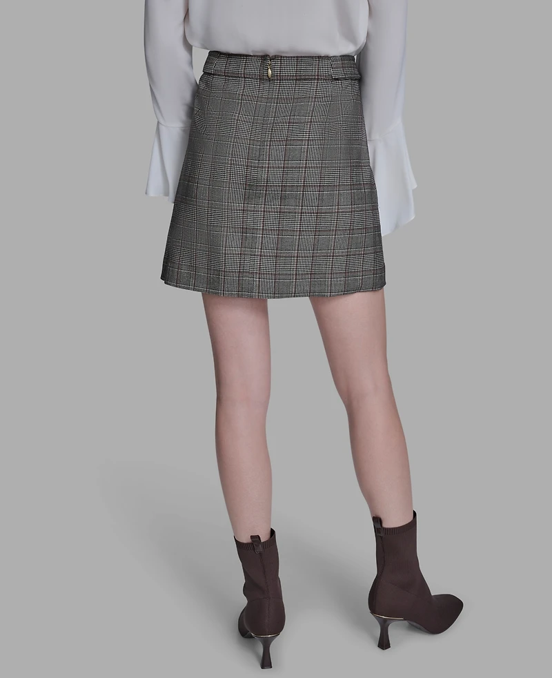 Bcbg Women's Buttoned Plaid Mini Skirt