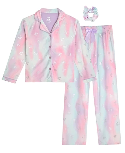 Max & Olivia Little and Big Girls 3-Piece Coat, Pants Scrunchie Pajama Set