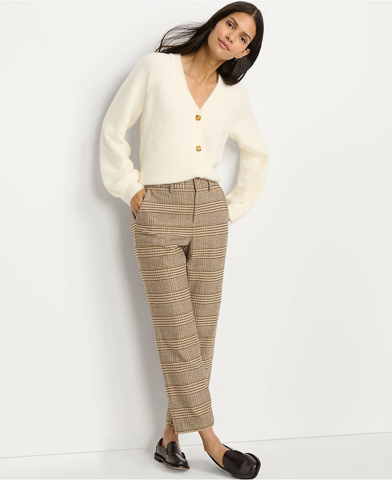 Lands' End Women's High Rise Brushed Flannel Tapered Ankle Pants