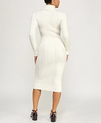 Rosie Harlow Juniors' Cable Knit Rhinestones Sweater Dress