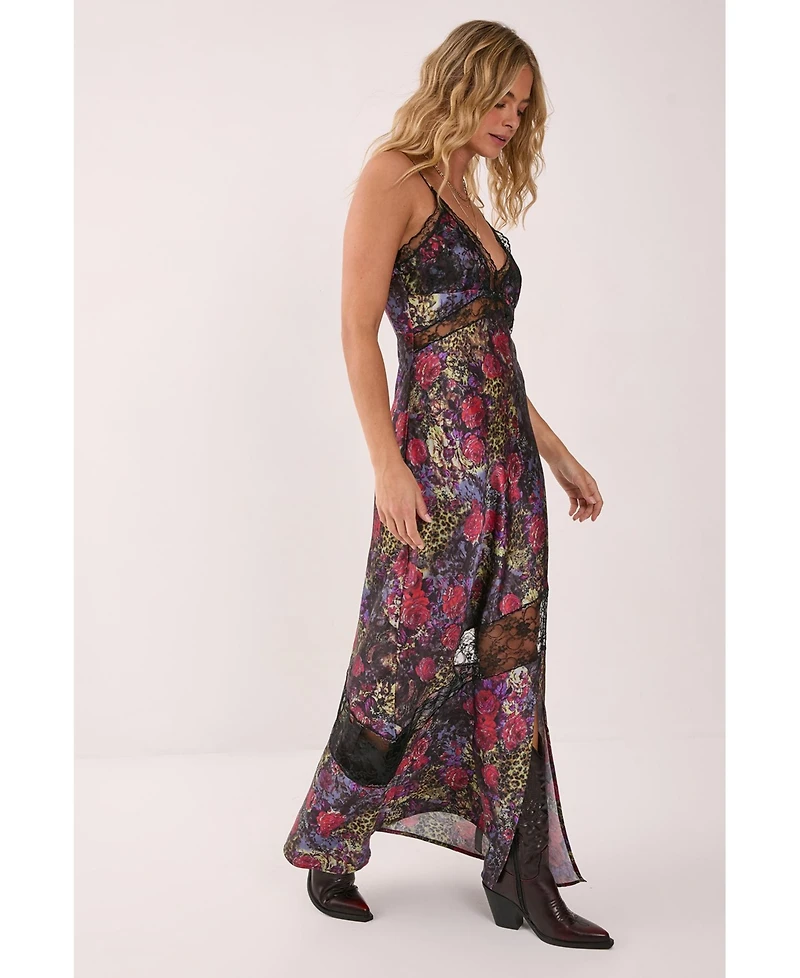Nasty Gal Women's Satin Lace Maxi Slip Dress