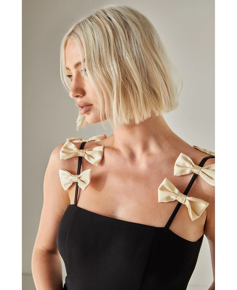 Nasty Gal Women's Contrast Bow Tailored Romper Playsuit