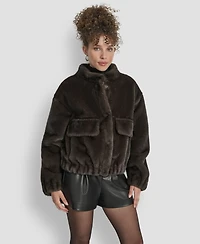 Dkny Women's Collar Neck Bomber Coat