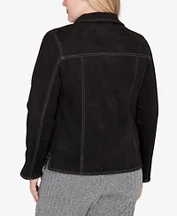 Alfred Dunner Jet Setter Print Lining Faux Suede Jacket