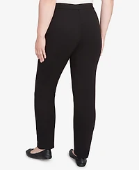 Alfred Dunner Women's Jet Setter Black Crepe Knit Short Length Pants