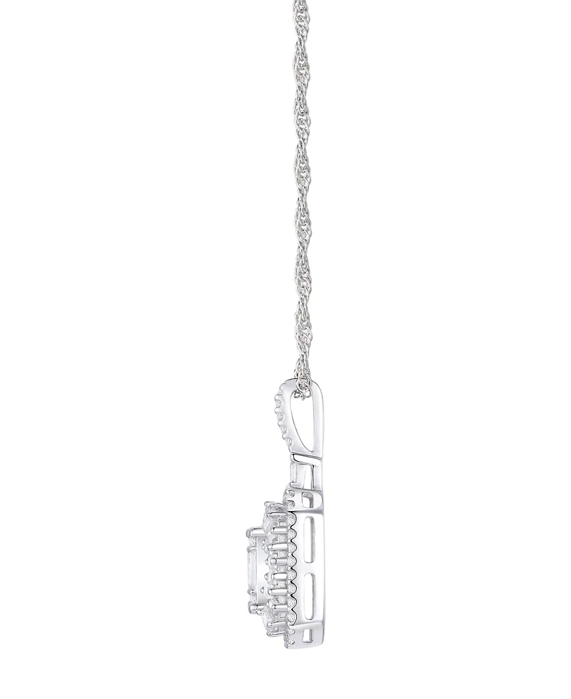 Diamond Baguette & Round Pendant Necklace (1/2 ct. t.w) 14k Yellow or White Gold