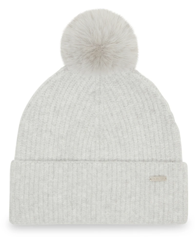 Steve Madden Women's Caught Brushed Fine Rib Knit Beanie