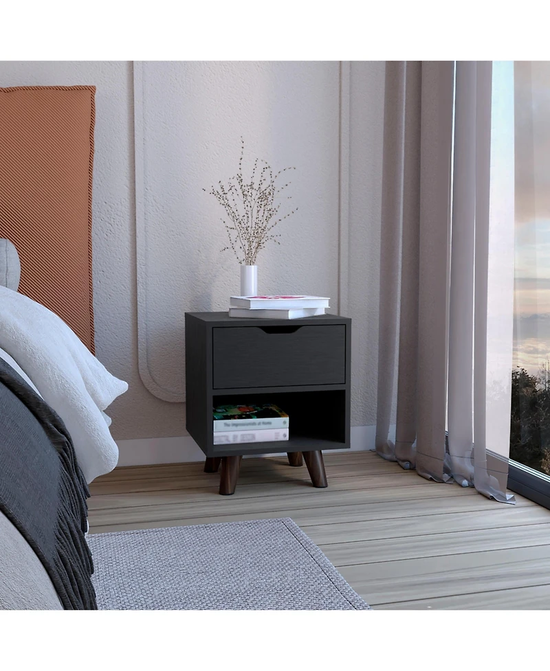 Casainc Storage Cabinet NightStand End Table with Wooden Legs