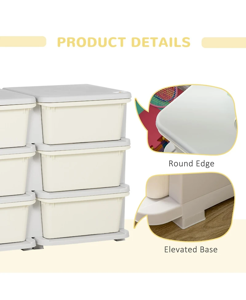 Qaba 29.5" 3 Tier Kids Storage Unit Dresser Tower