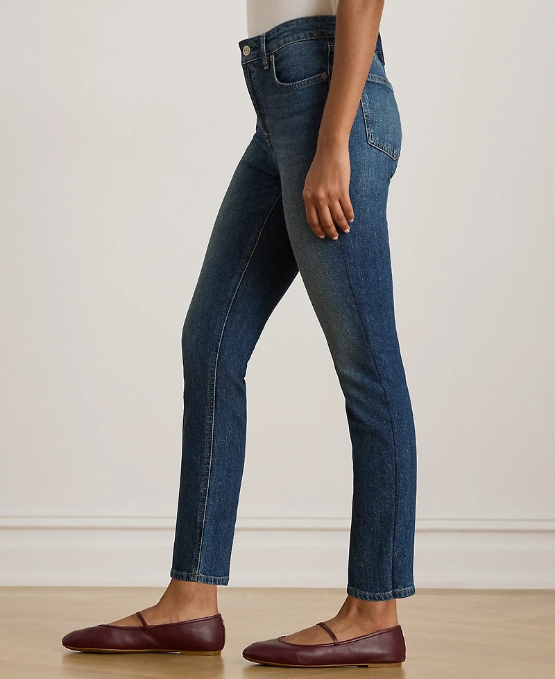 Lauren Ralph Petite High Rise Straight Ankle Jeans