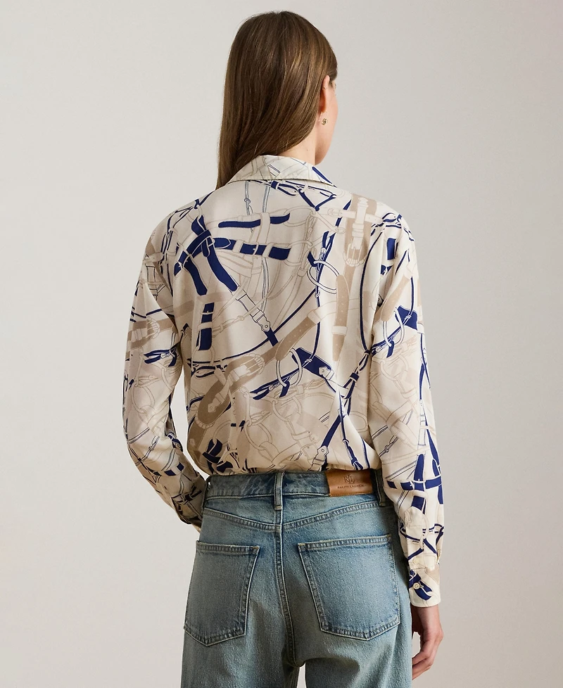 Lauren Ralph Petite Relaxed-Fit Belting-Print Shirt
