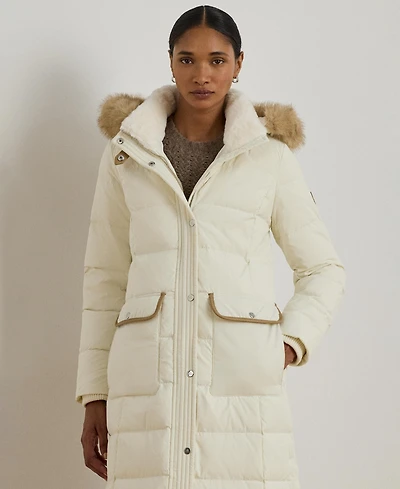 Lauren Ralph Women's Faux-Fur-Trim Maxi Puffer Coat