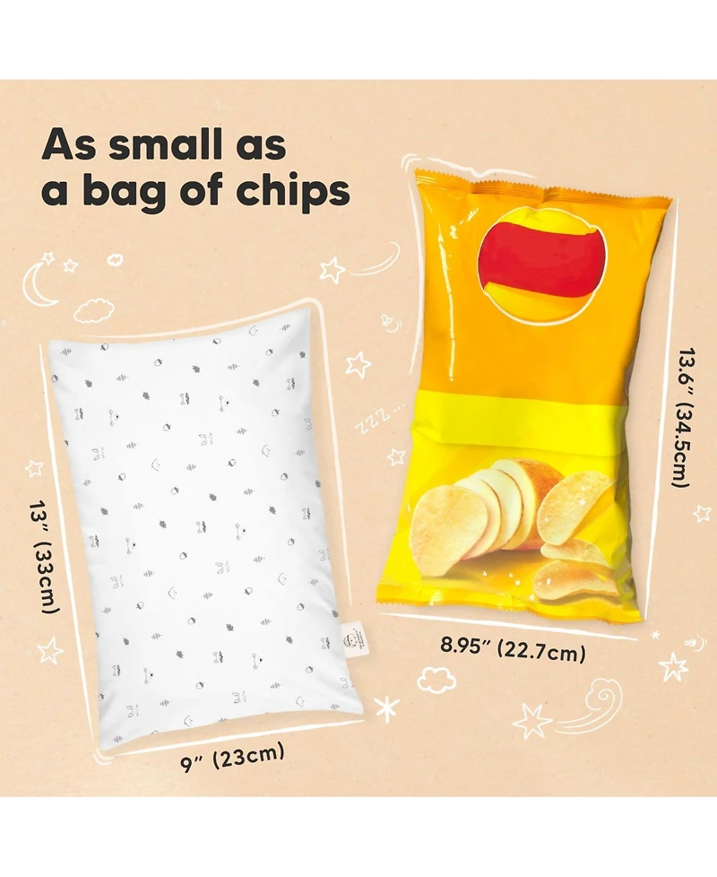 Mini Toddler Pillow and Pillowcase for Crib, 9x13 Small Toddler, Kids Travel