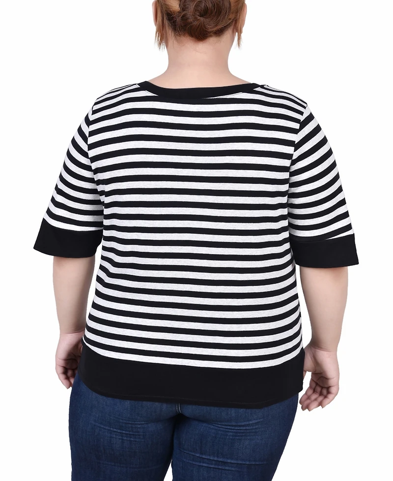 Ny Collection Plus Elbow Sleeve Top