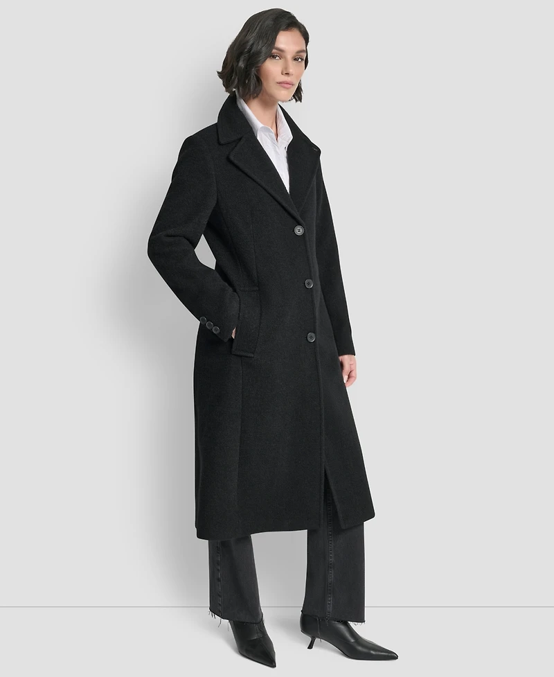 Dkny Women's Maxi Boucle Notch Collar Coat
