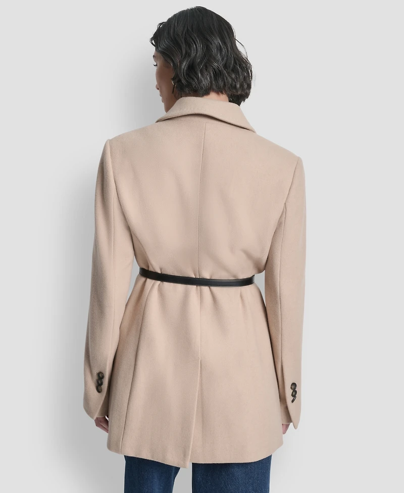Dkny Women's Short Double-Breasted Belted Coat