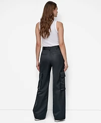 Dkny Jeans Women's High Waist Wide Leg Cargo Pants