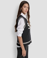 Dkny Jeans Women's Logo Detail Sleeveless Sweater