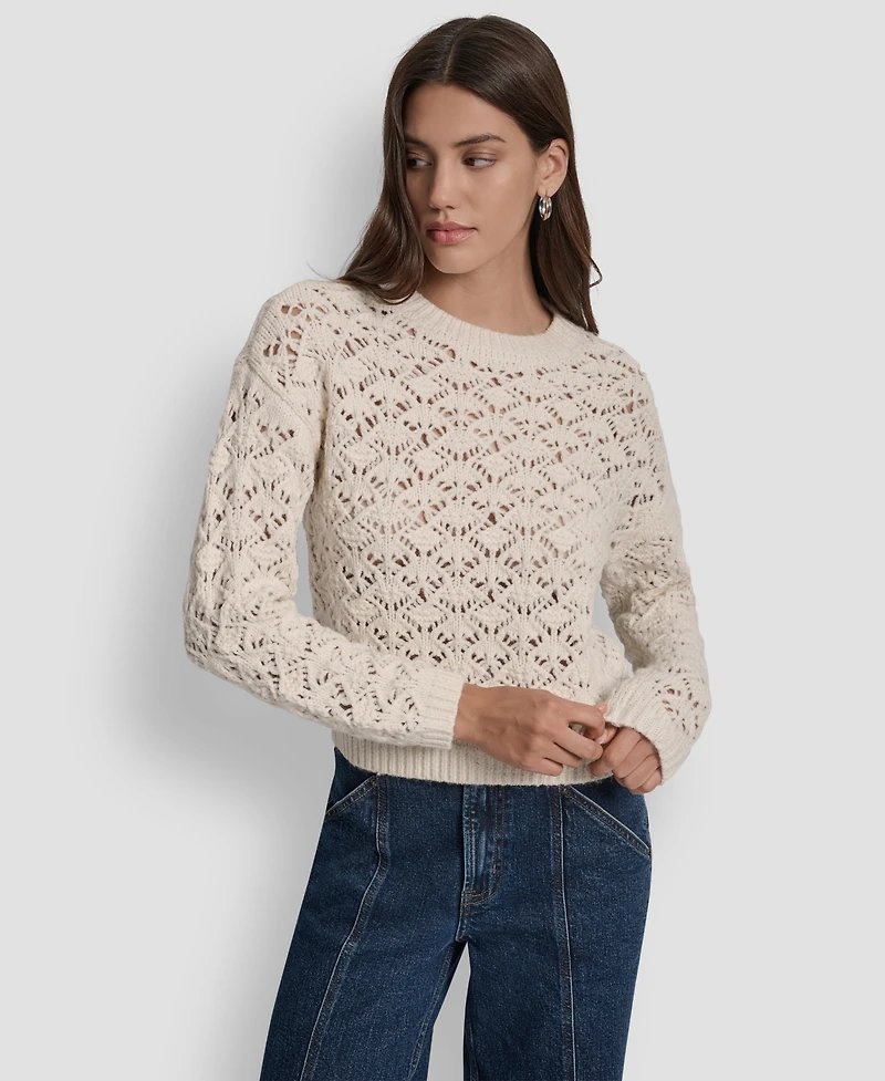 Dkny Jeans Women's Pointelle Long Sleeve Sweater