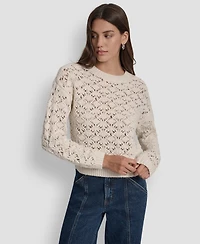 Dkny Jeans Women's Pointelle Long Sleeve Sweater