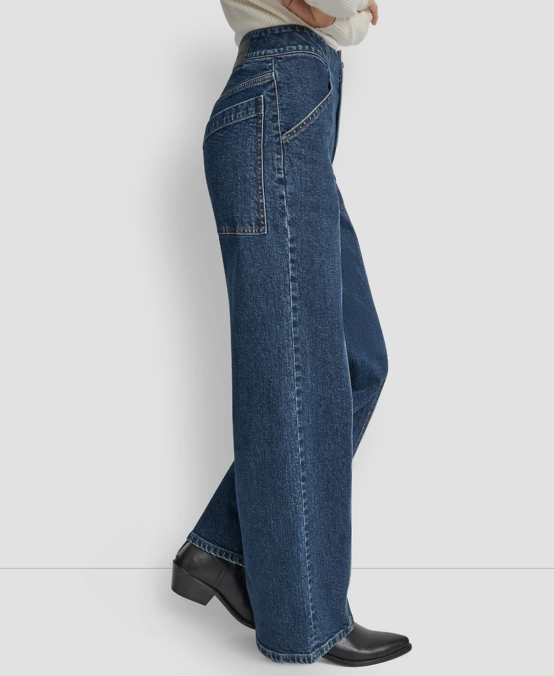 Dkny Jeans Women's High Rise Wide Leg Cargo
