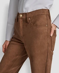 Dkny Jeans Women's Mid Rise Straight Suede Pants