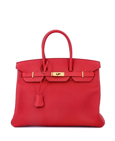 Pre-Owned Hermes Birkin 35 Handbag Red Epsom with Gold Hardware