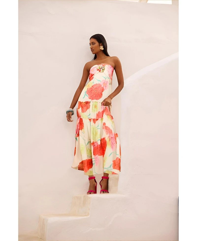 Oasis Women's Rosette Detail Halterneck Midi Dress
