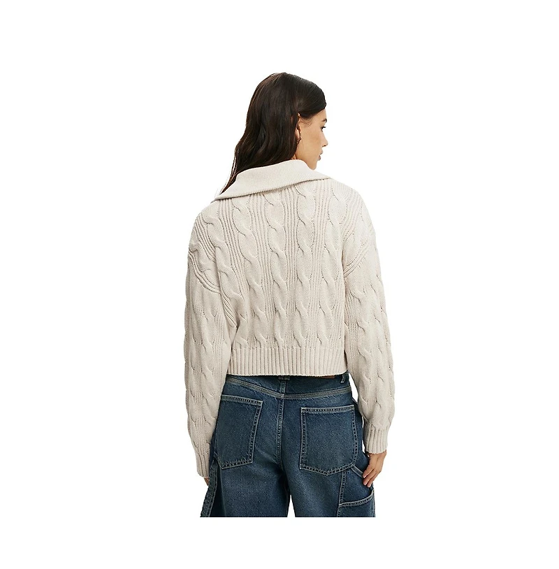 Cotton On Women's Cable Half Zip Pullover