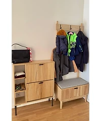 Nordlys - Gray Solid Wood Hall Tree with Storage Industrial Style Entry