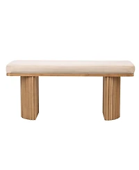 Nordlys - Solid Wood and Beige Velvet Bench Exotic Boho Entry