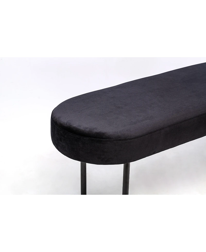 Nordlys - Metal and Black Velvet Bench Modern Design Style Upholstery Entry