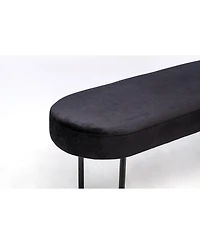 Nordlys - Metal and Black Velvet Bench Modern Design Style Upholstery Entry